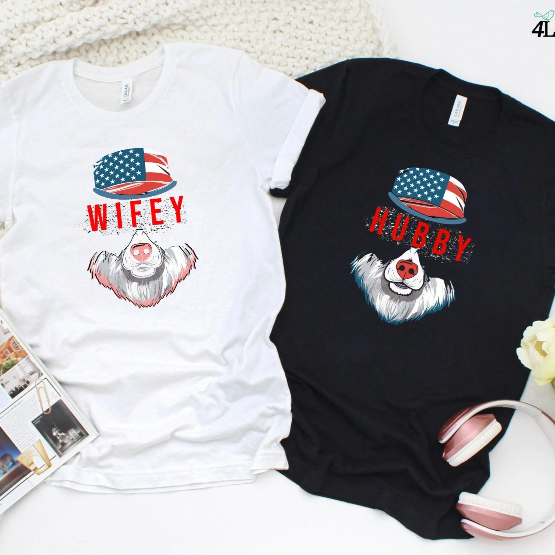 4th of July Wifey-Hubby Bear Patriotic Matching Outfits for Couples