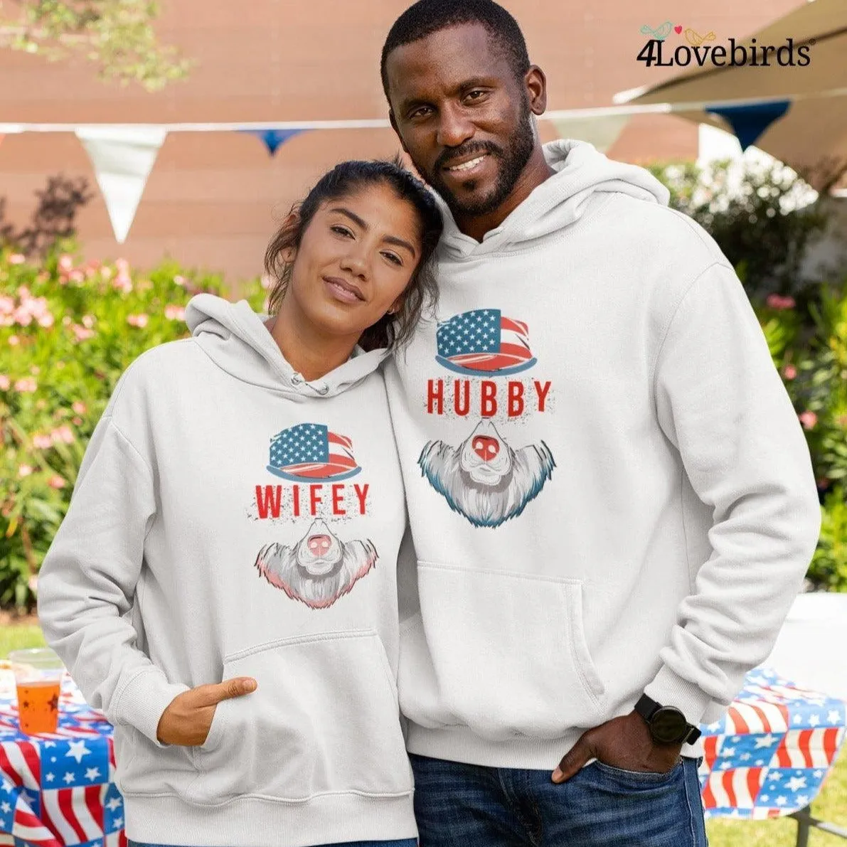 4th of July Wifey-Hubby Bear Patriotic Matching Outfits for Couples