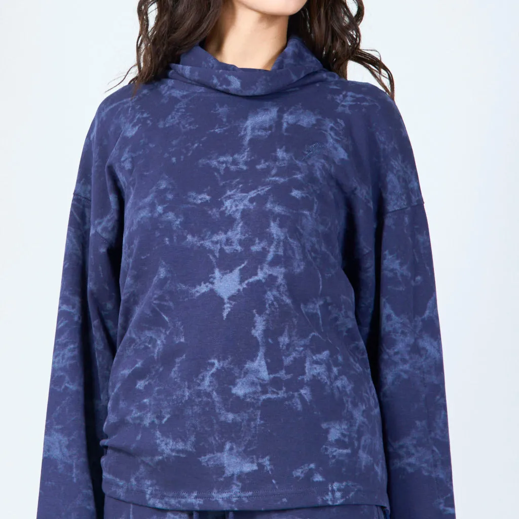 Abstract print cowl neck pullover wholesale