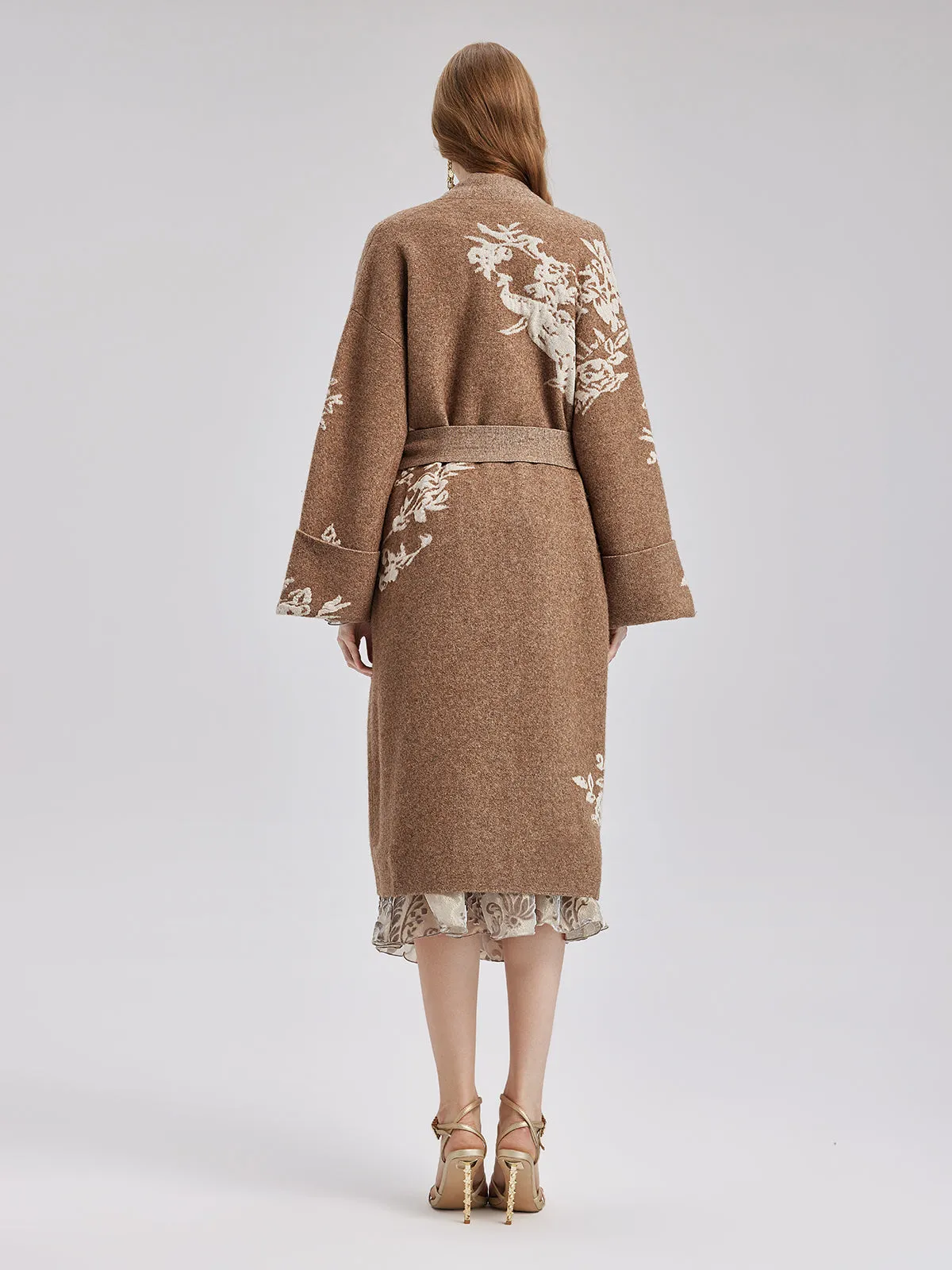 Australian Wool Jacquard Knitted Robe Coat