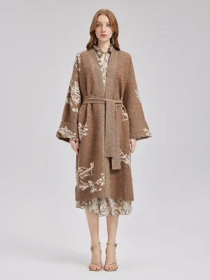 Australian Wool Jacquard Knitted Robe Coat