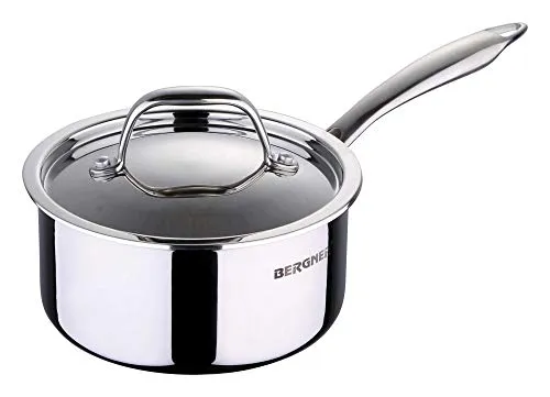 BERGNER Argent Stainless Steel Saucepan With Lid, 1.6 L, 1 Saucepan & 1 Stainless Steel Lid (Silver)