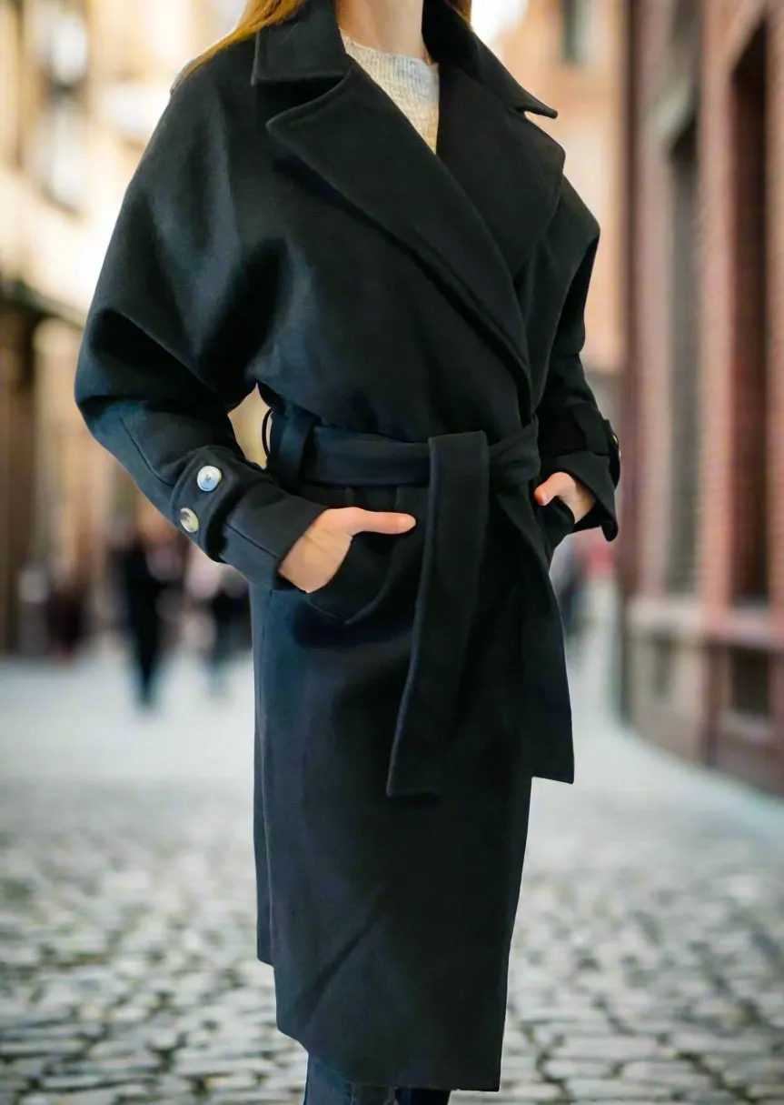 BLACK ALBA CINCH COAT