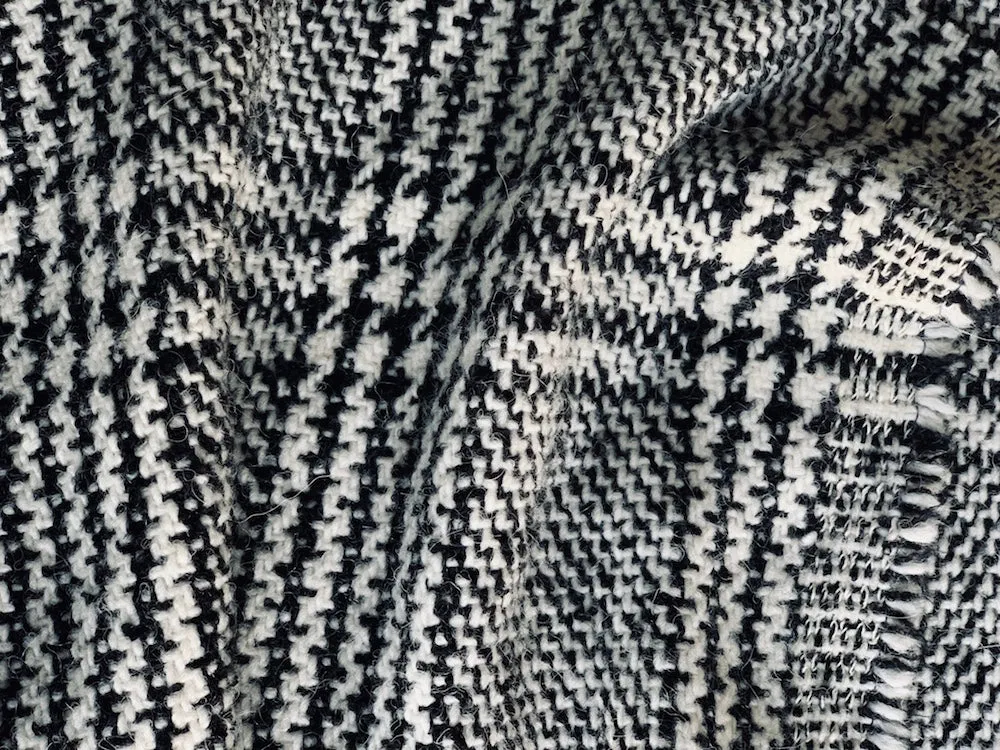 Black & White Glen Plaid Bouclé Wool Blend Coating  (Made in Italy)