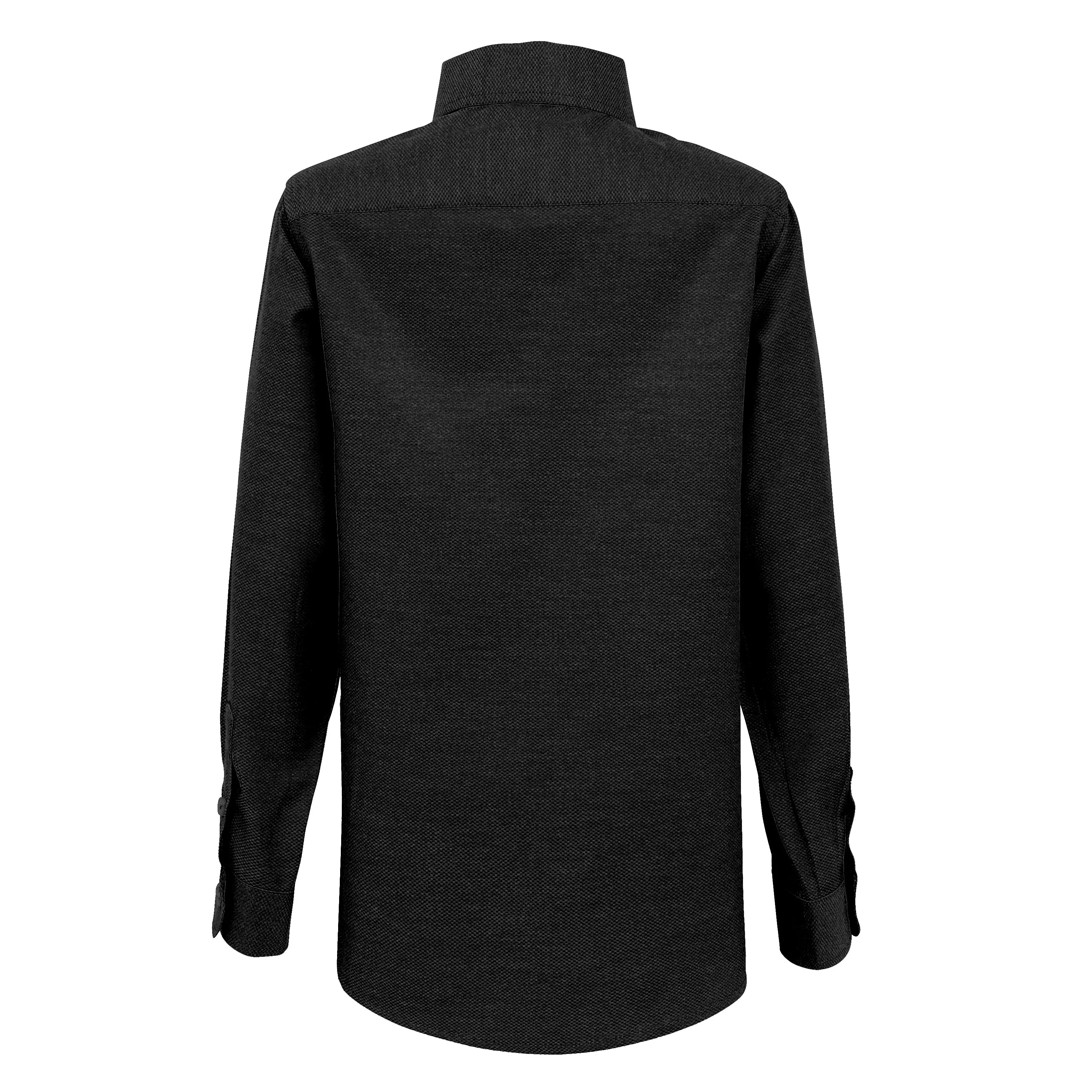 Boys Black Textured Dress Shirt