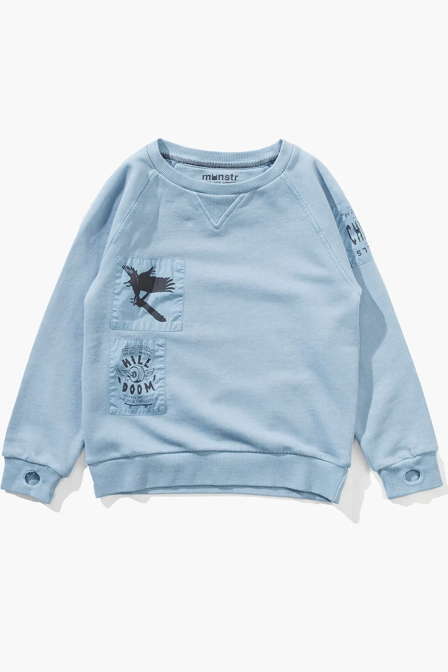 Boys Sweatshirt Munster Kids Patches Washed Blue