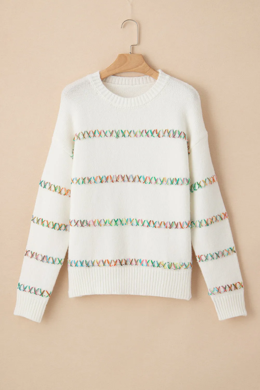 Braelyn Colorful Crossed Stitch Sweater