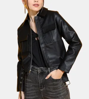 Camreigh Women's Black Leather Jacket