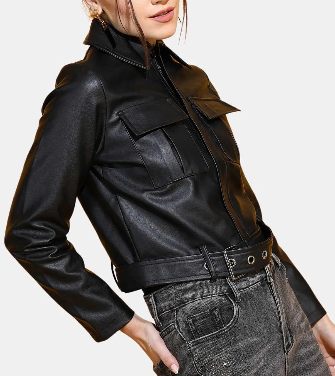 Camreigh Women's Black Leather Jacket