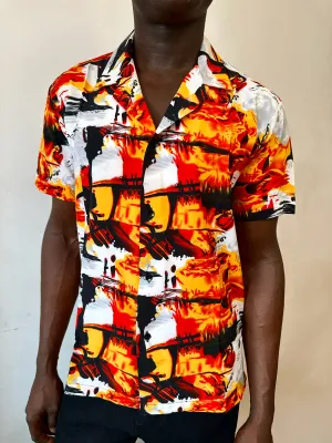 Carlos Relaxed Abstract Print Cuban Shirt