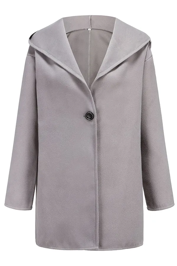 Casual Elegant Solid Buttons Hooded Collar Outerwear(7 Colors)