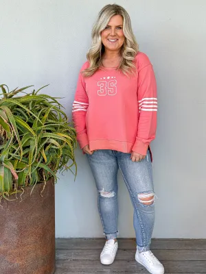 Celeste Stripe Band 3S Sweater - Cheeky Pink