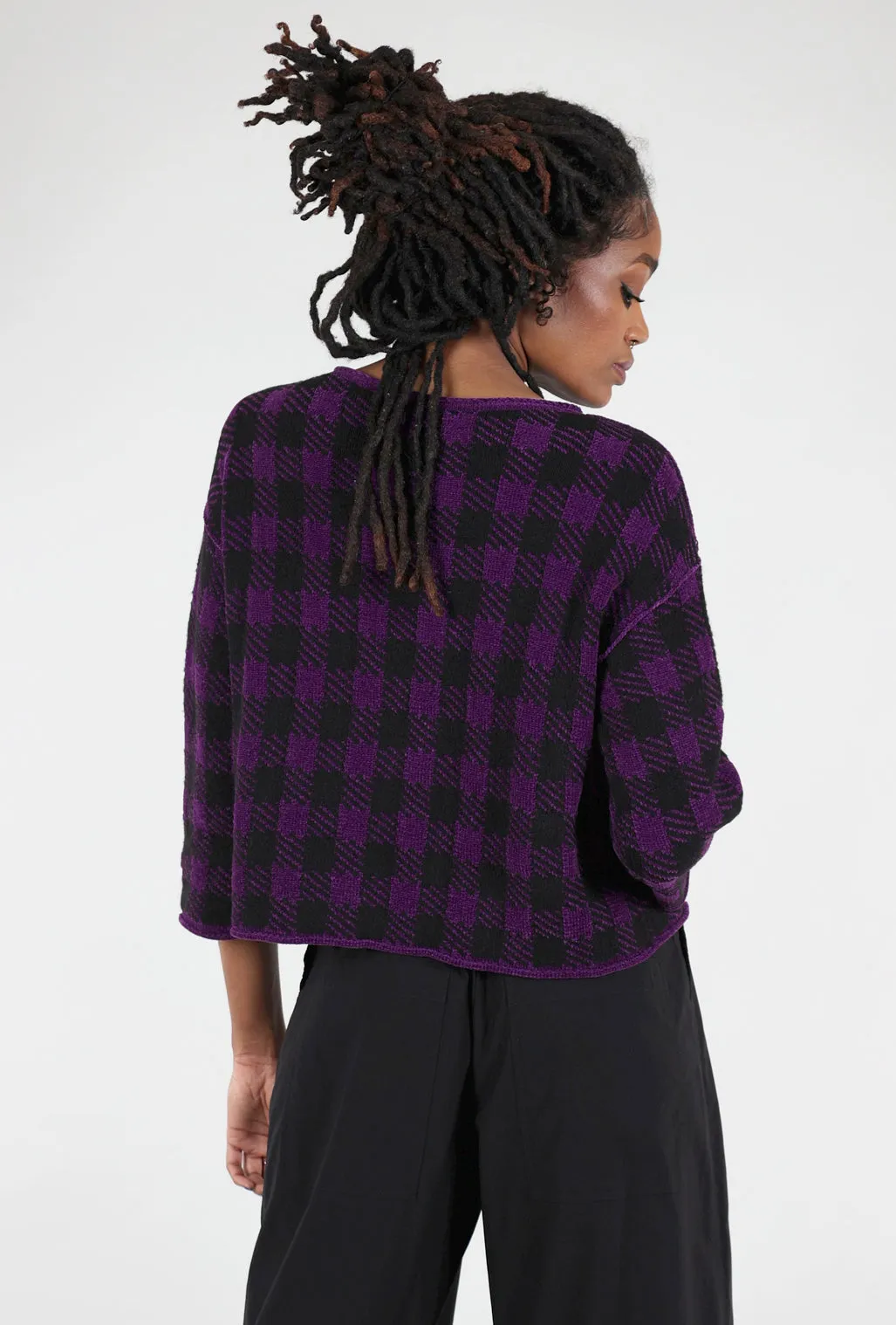 Chenille Check Sweater, Amethyst