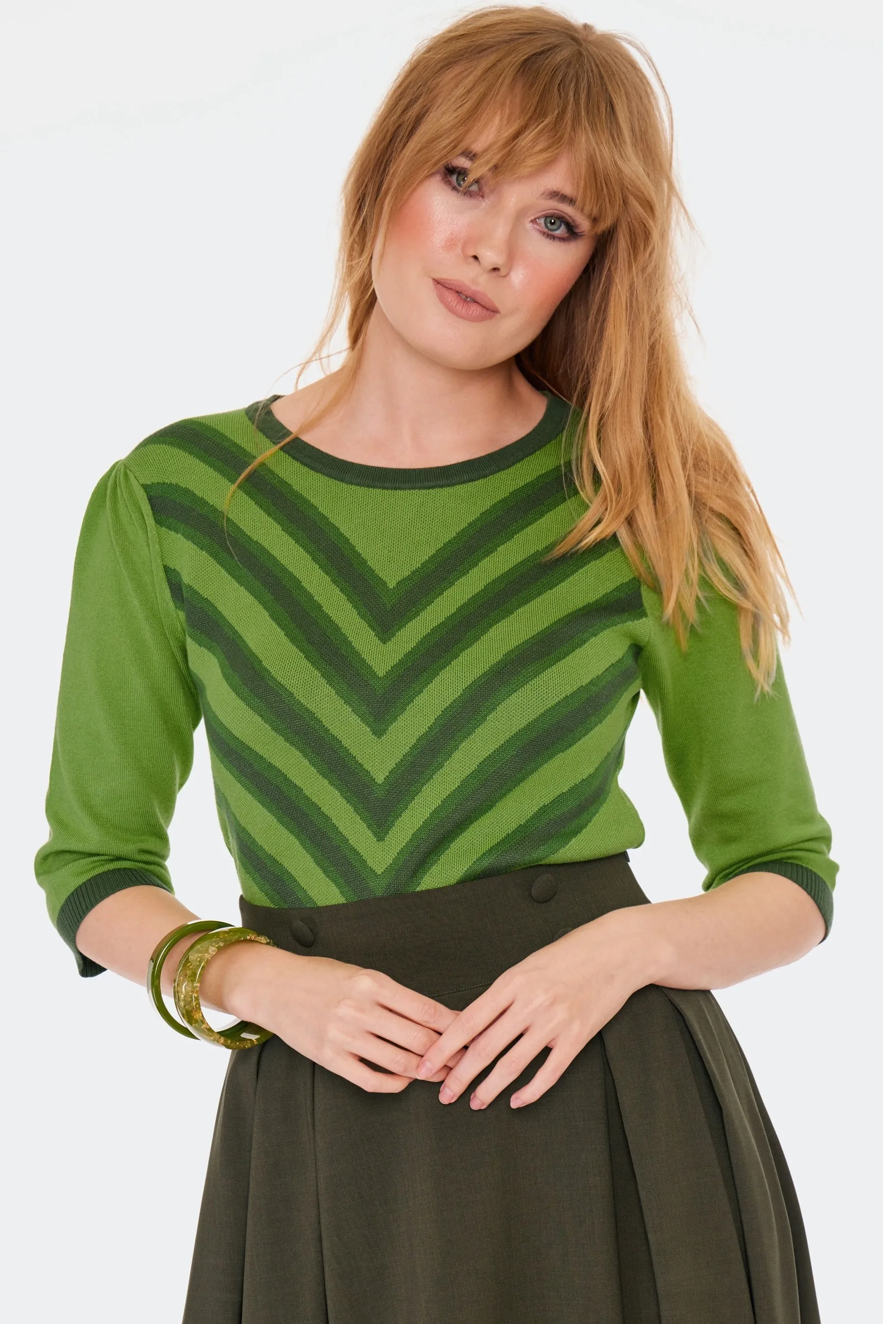 Chevron Sweater in Green by Voodoo Vixen