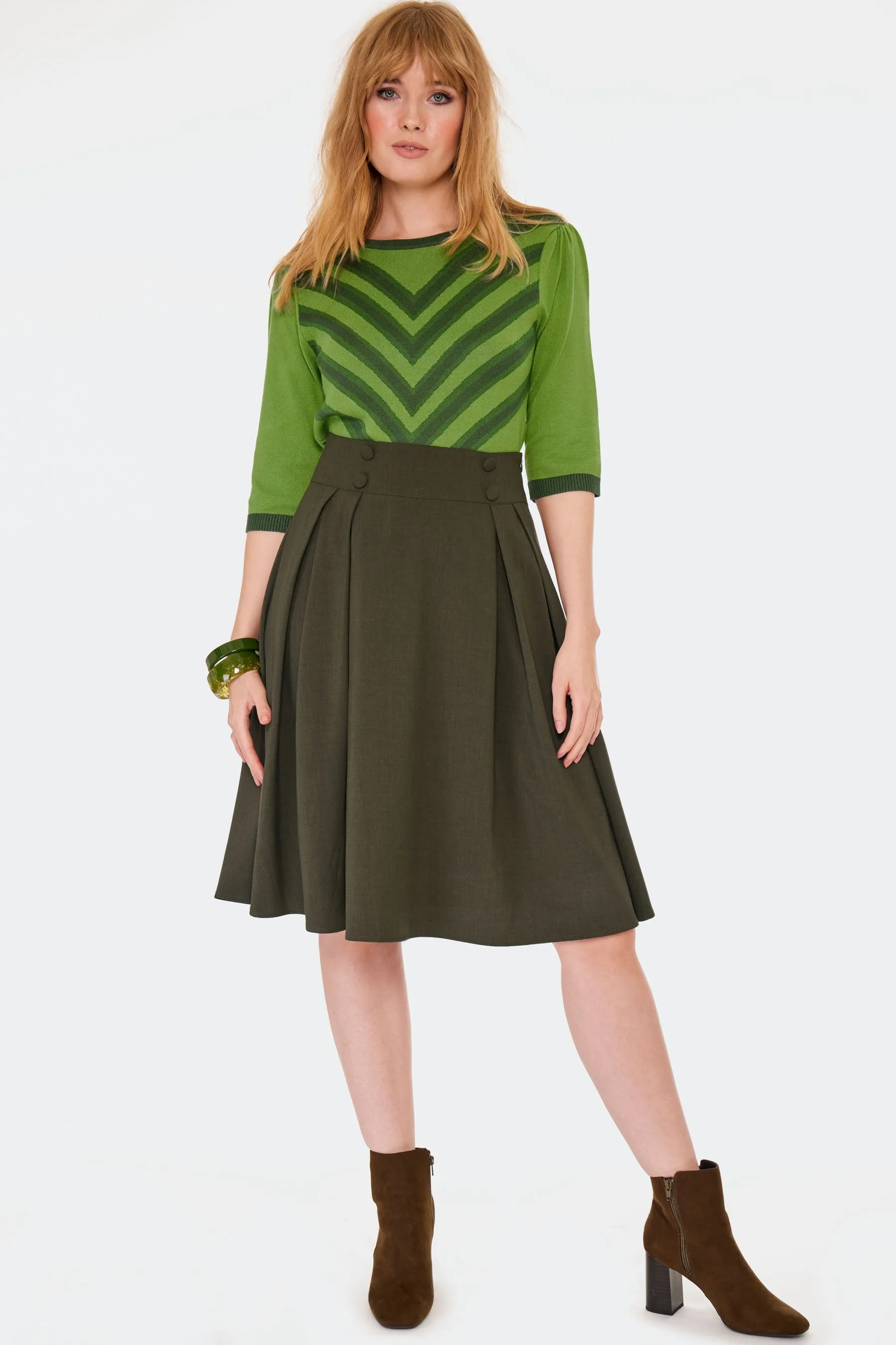 Chevron Sweater in Green by Voodoo Vixen