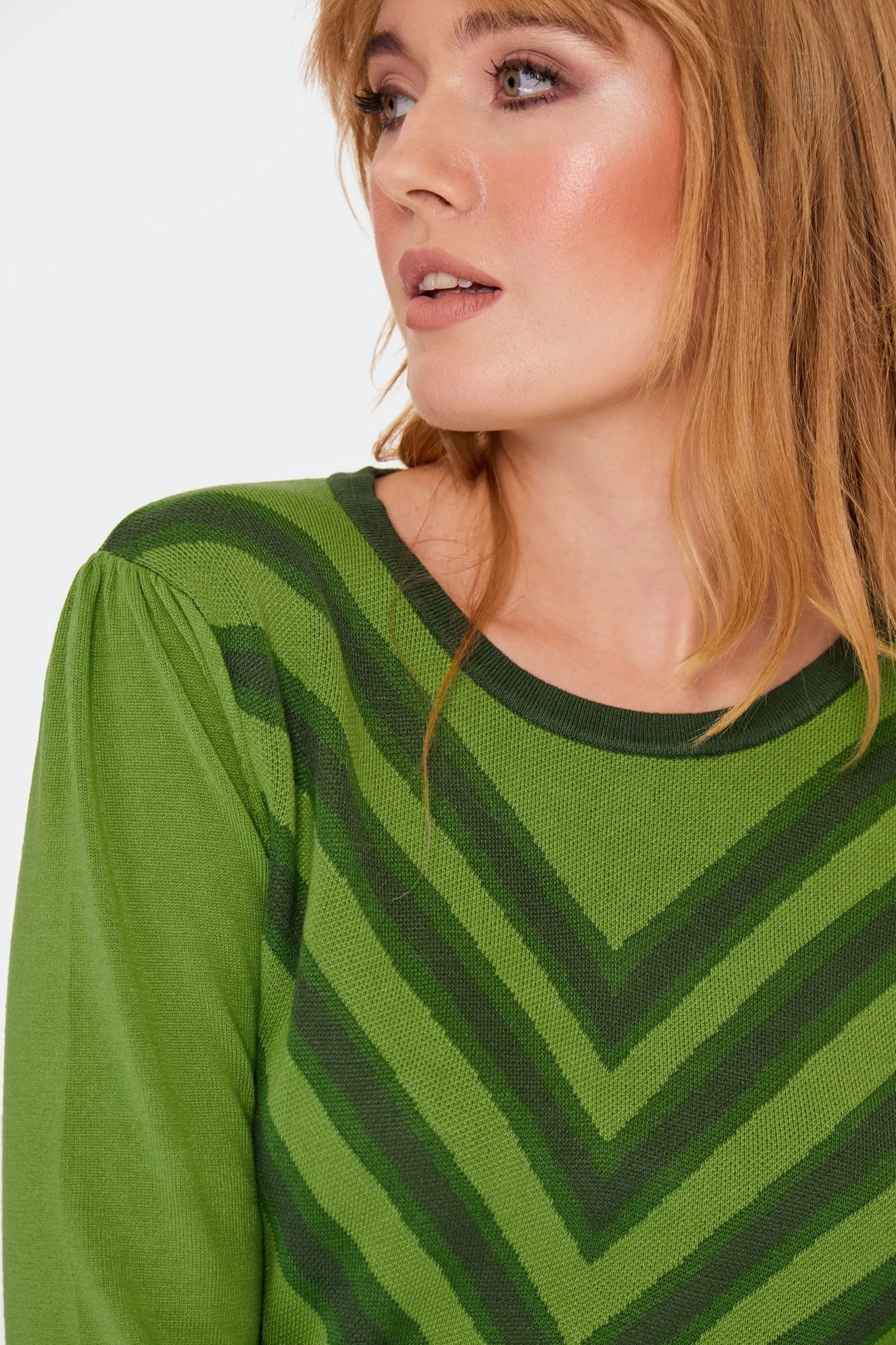 Chevron Sweater in Green by Voodoo Vixen