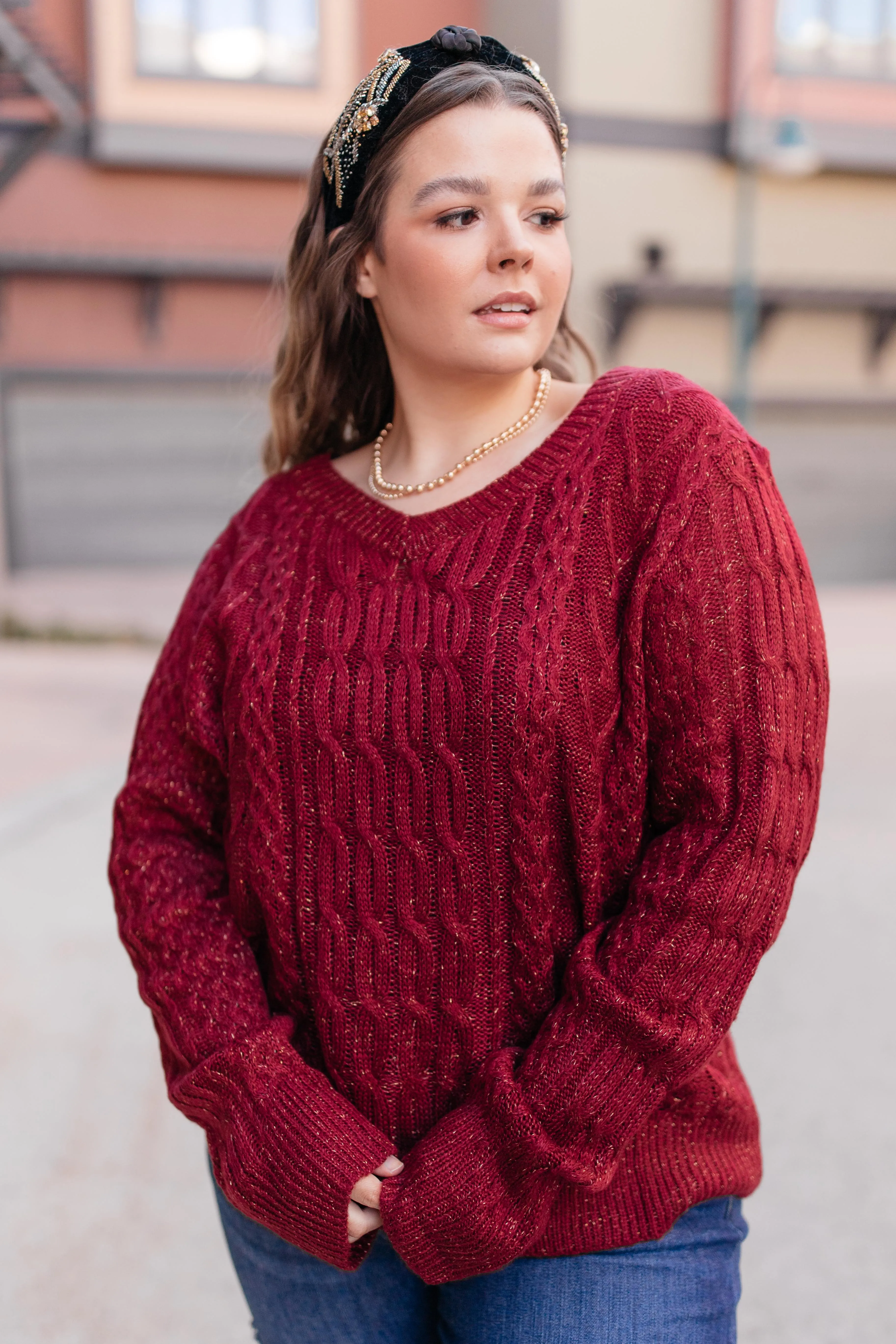 Cozy Cropped Sweater in Cranberry