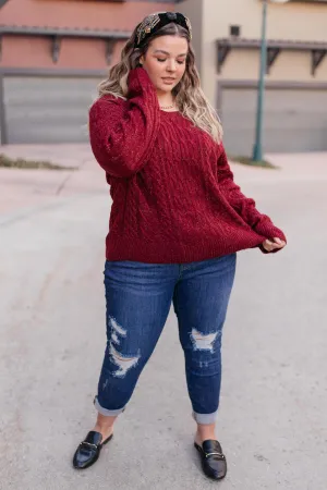 Cozy Cropped Sweater in Cranberry