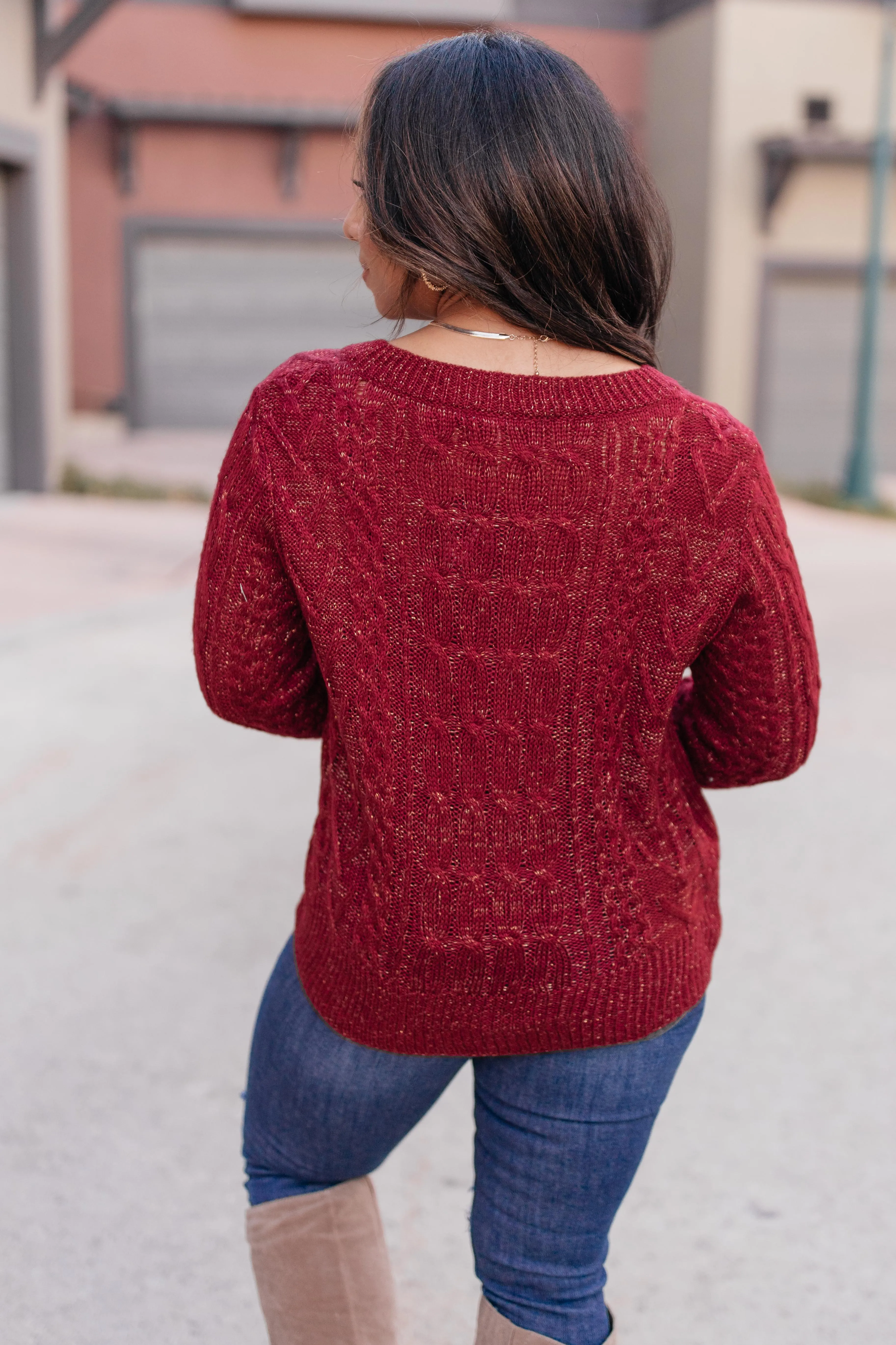 Cozy Cropped Sweater in Cranberry