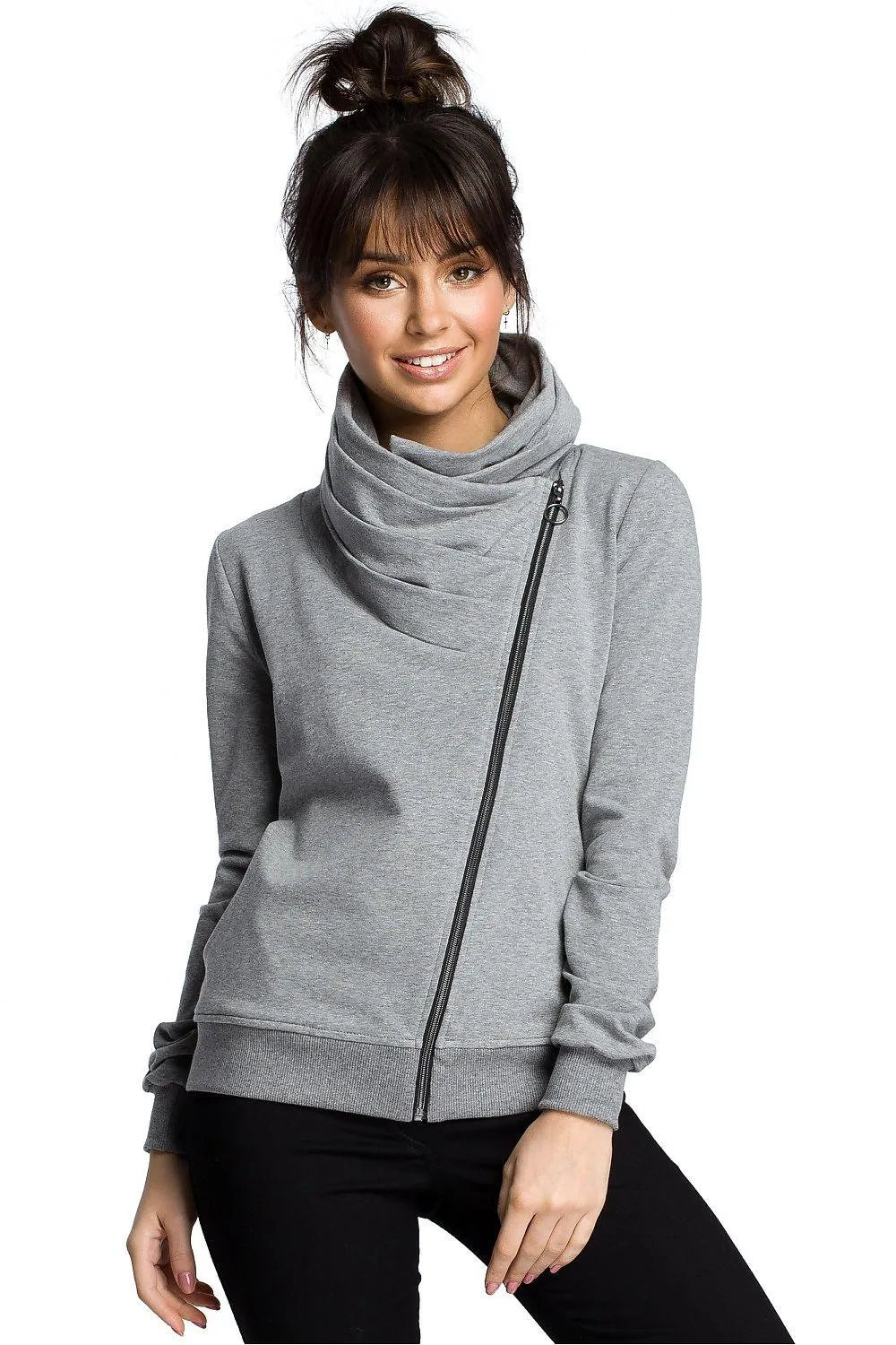 Cozy Zip-Up Draped Sweatshirt