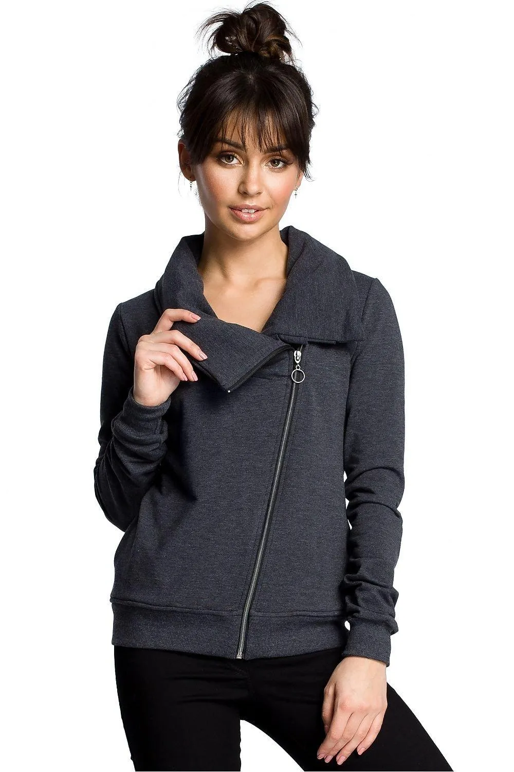 Cozy Zip-Up Draped Sweatshirt