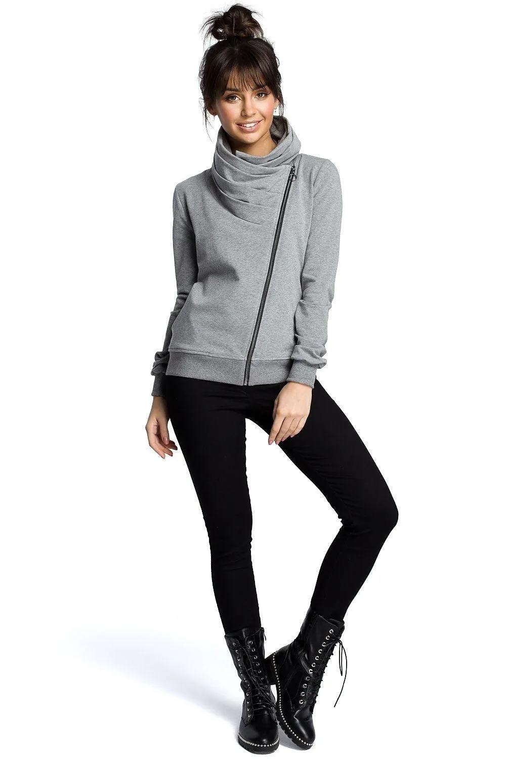 Cozy Zip-Up Draped Sweatshirt