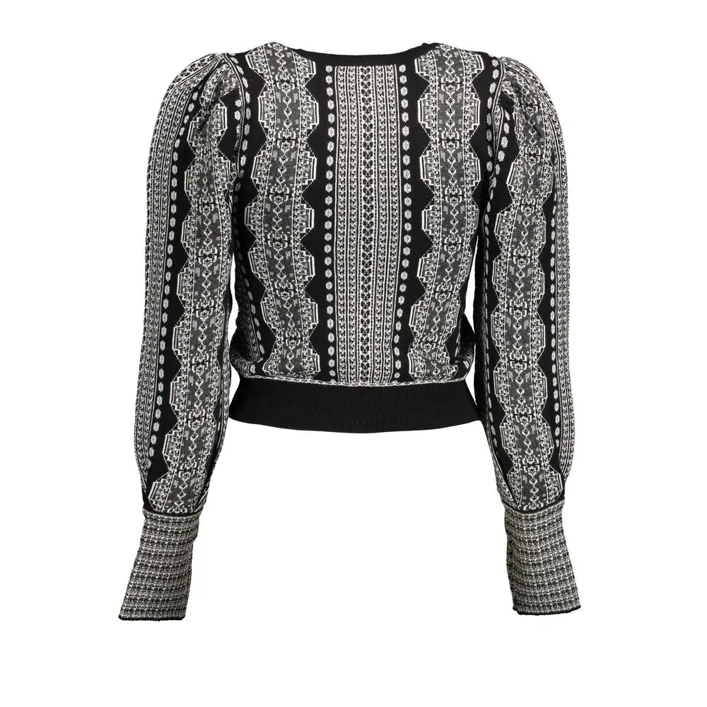 Desigual Chic Puff-Sleeve Contrasting Detail Top