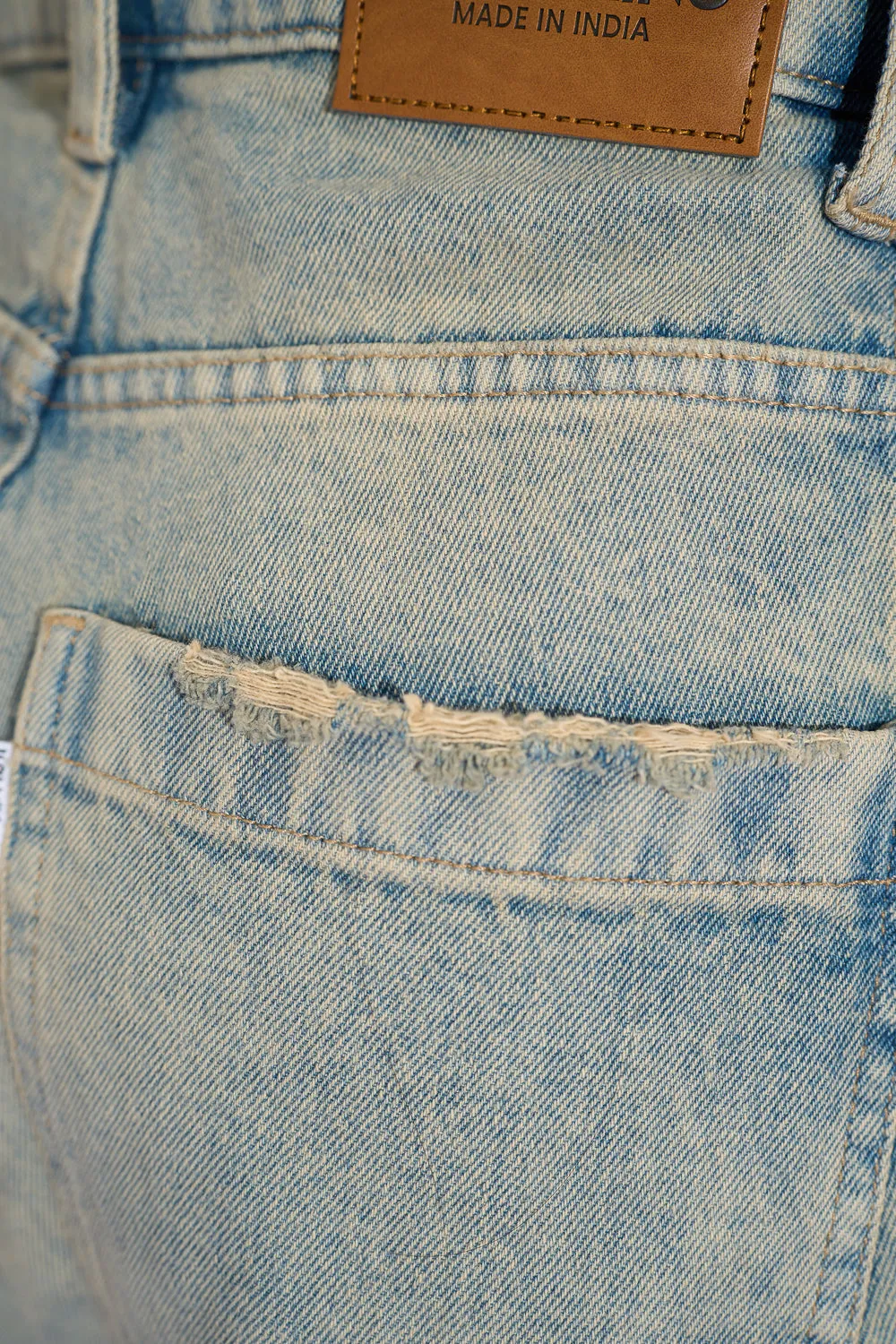 Dewy Blue Twisted Barrel Leg Jeans