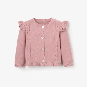 Elegant Baby MAUVE FLUTTER SLEEVE CABLE CARDIGAN