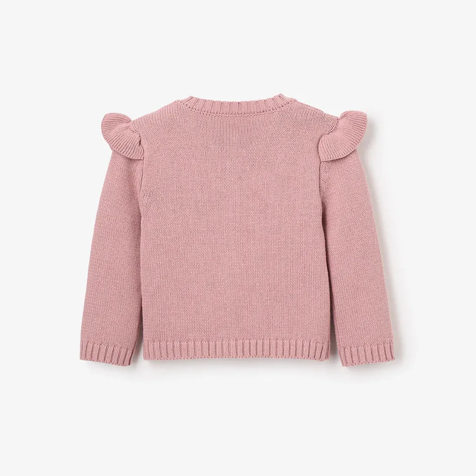 Elegant Baby MAUVE FLUTTER SLEEVE CABLE CARDIGAN