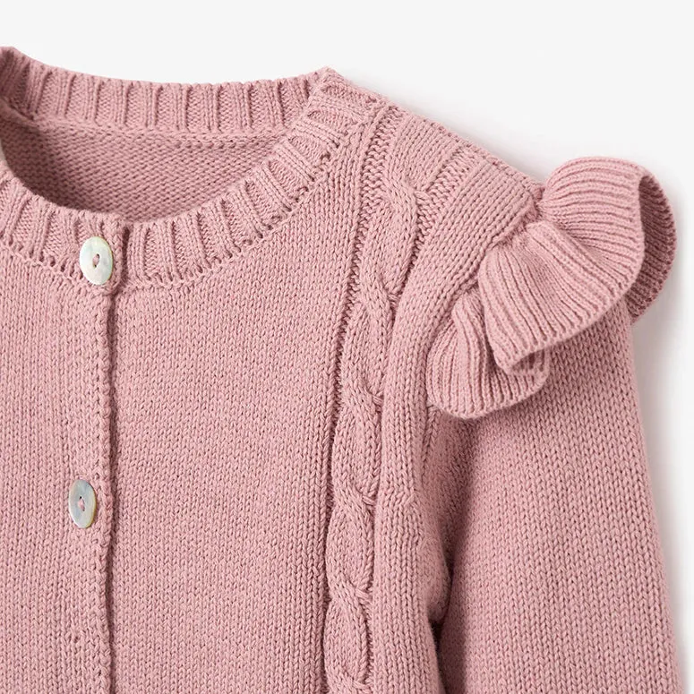 Elegant Baby MAUVE FLUTTER SLEEVE CABLE CARDIGAN