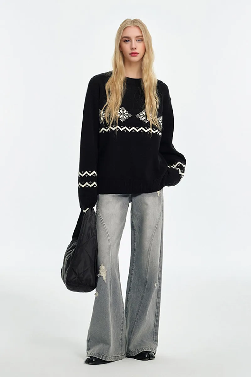 Fair Isle Relaxed Fit Crewneck Sweater