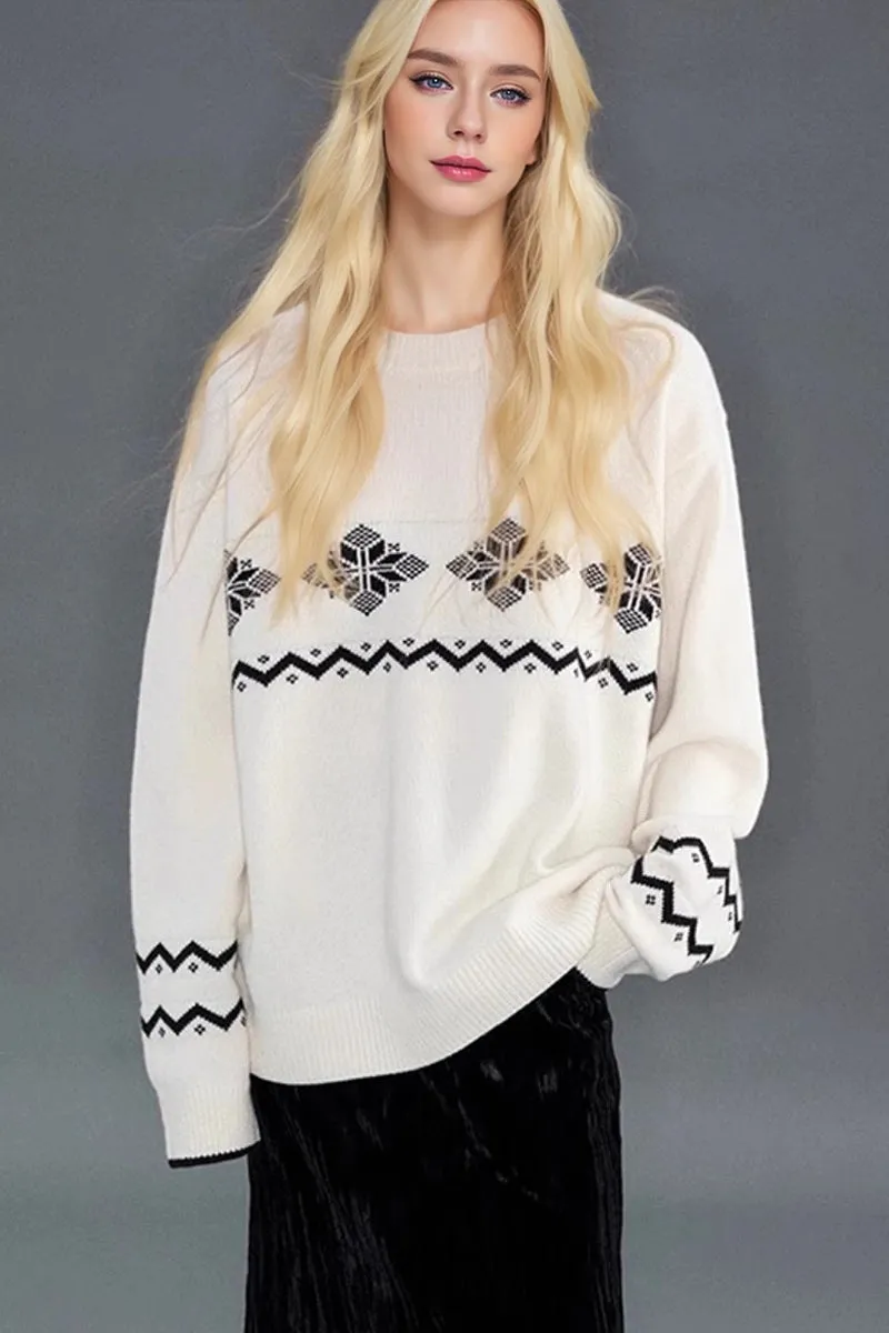 Fair Isle Relaxed Fit Crewneck Sweater