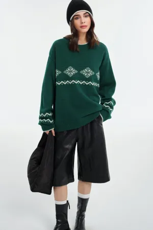 Fair Isle Relaxed Fit Crewneck Sweater