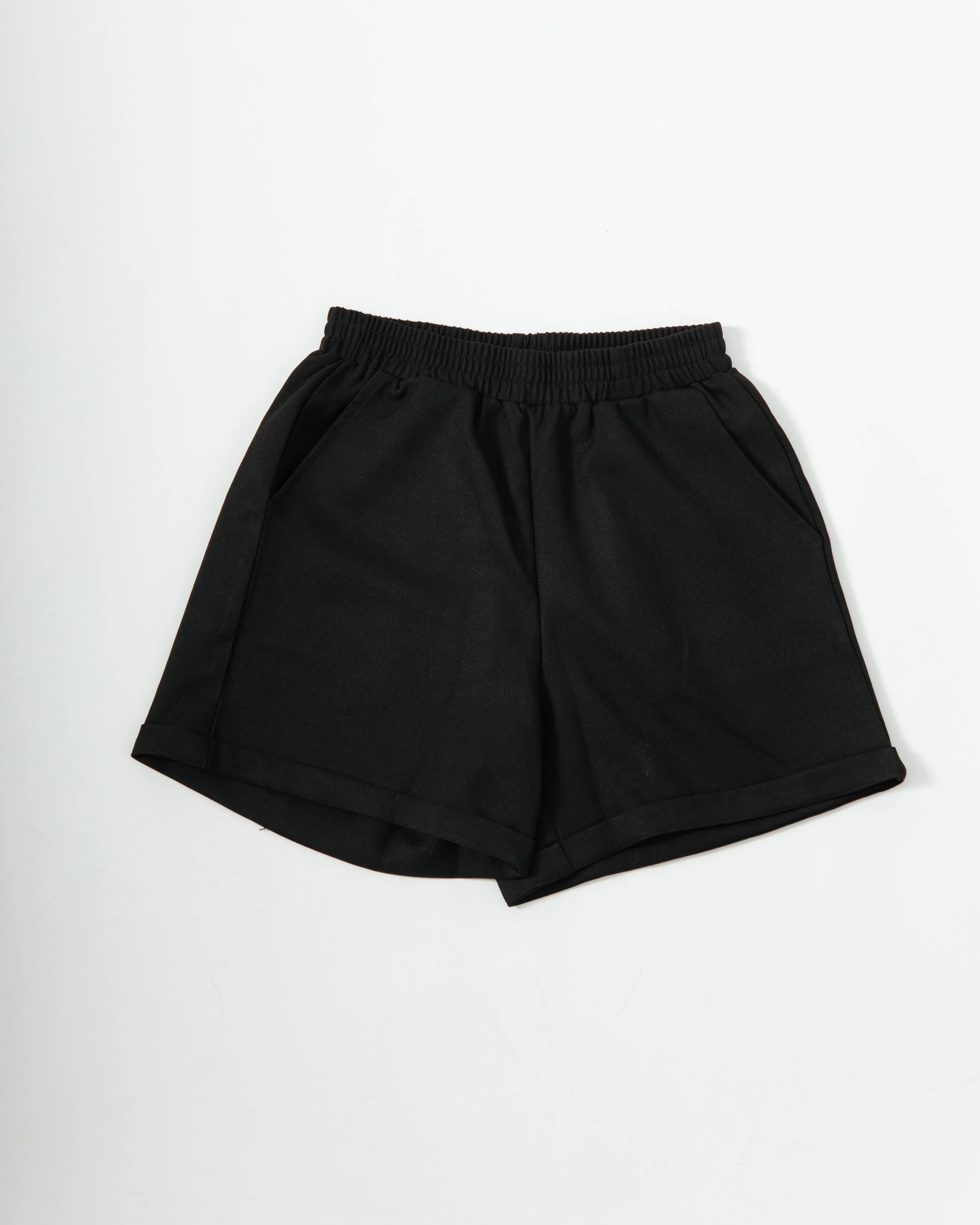 Ghost-LU Embroidery Easy Folded Hem Shorts (Black)