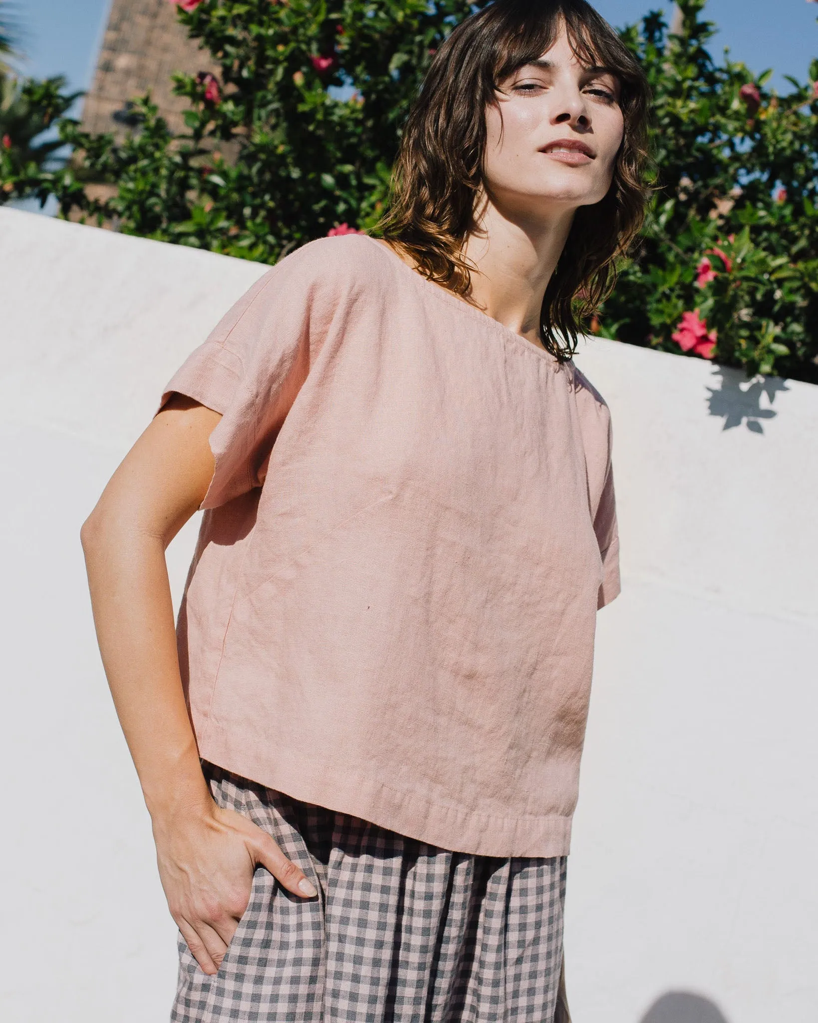 GORDES boxy linen top