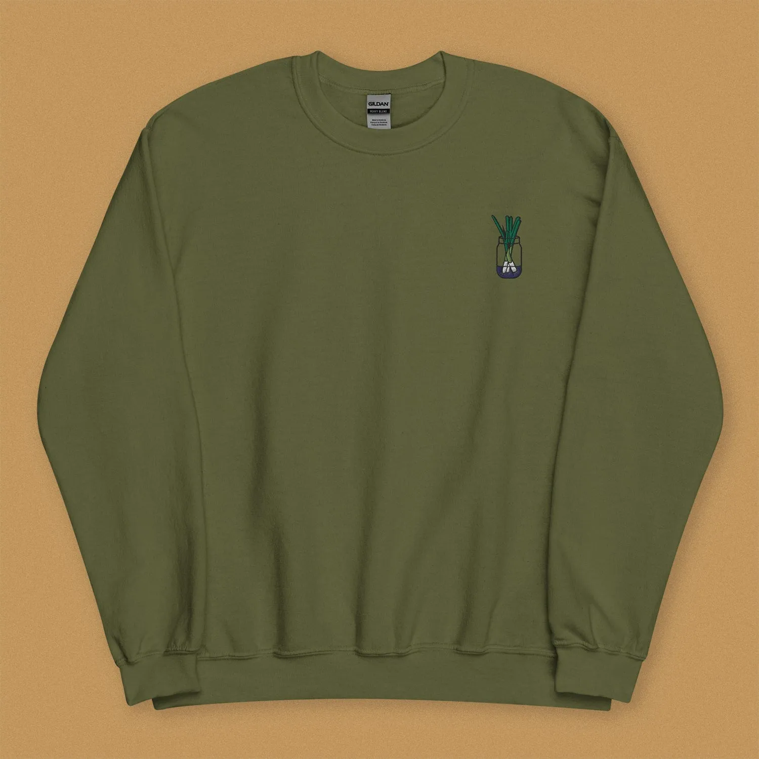 Green Onion Embroidered Sweatshirt