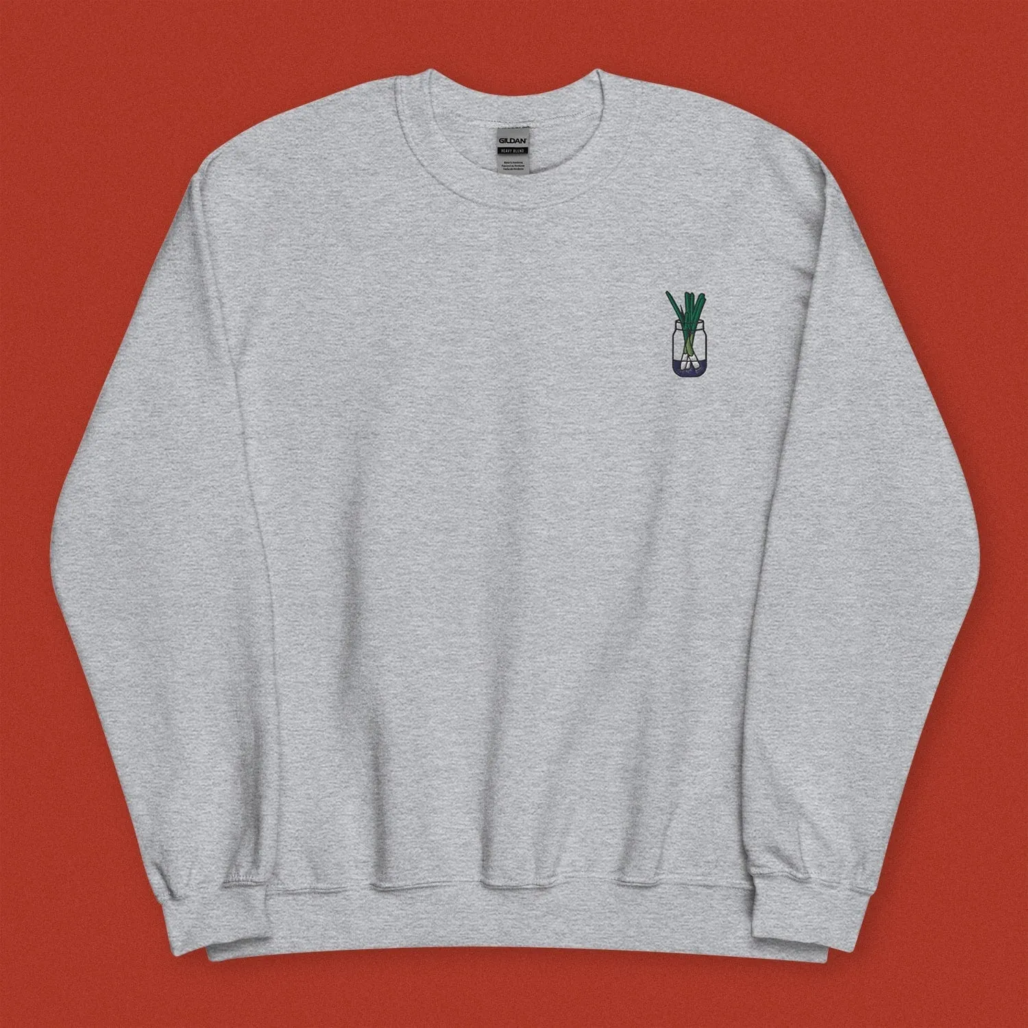 Green Onion Embroidered Sweatshirt