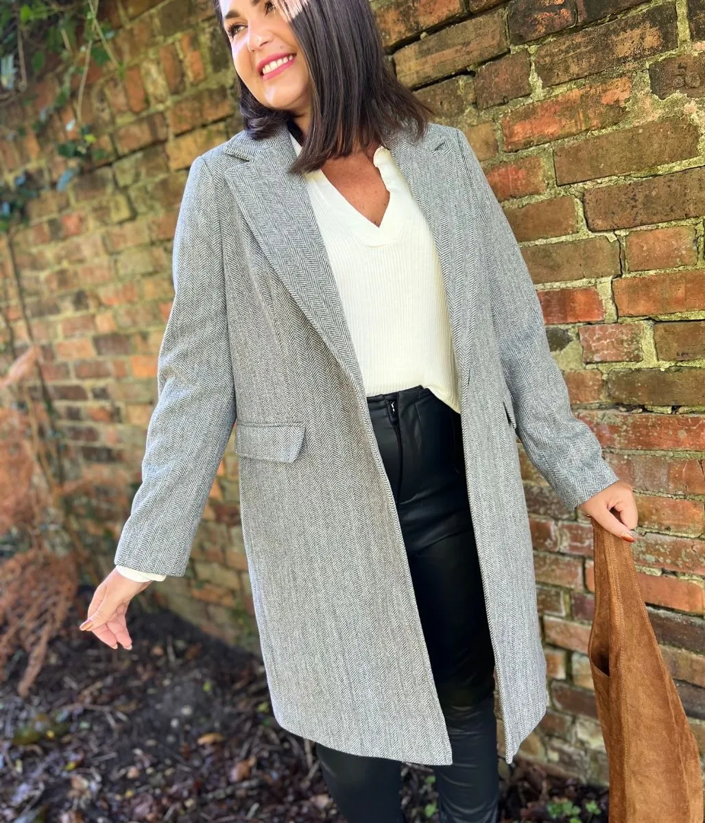 Grey Herringbone Coat