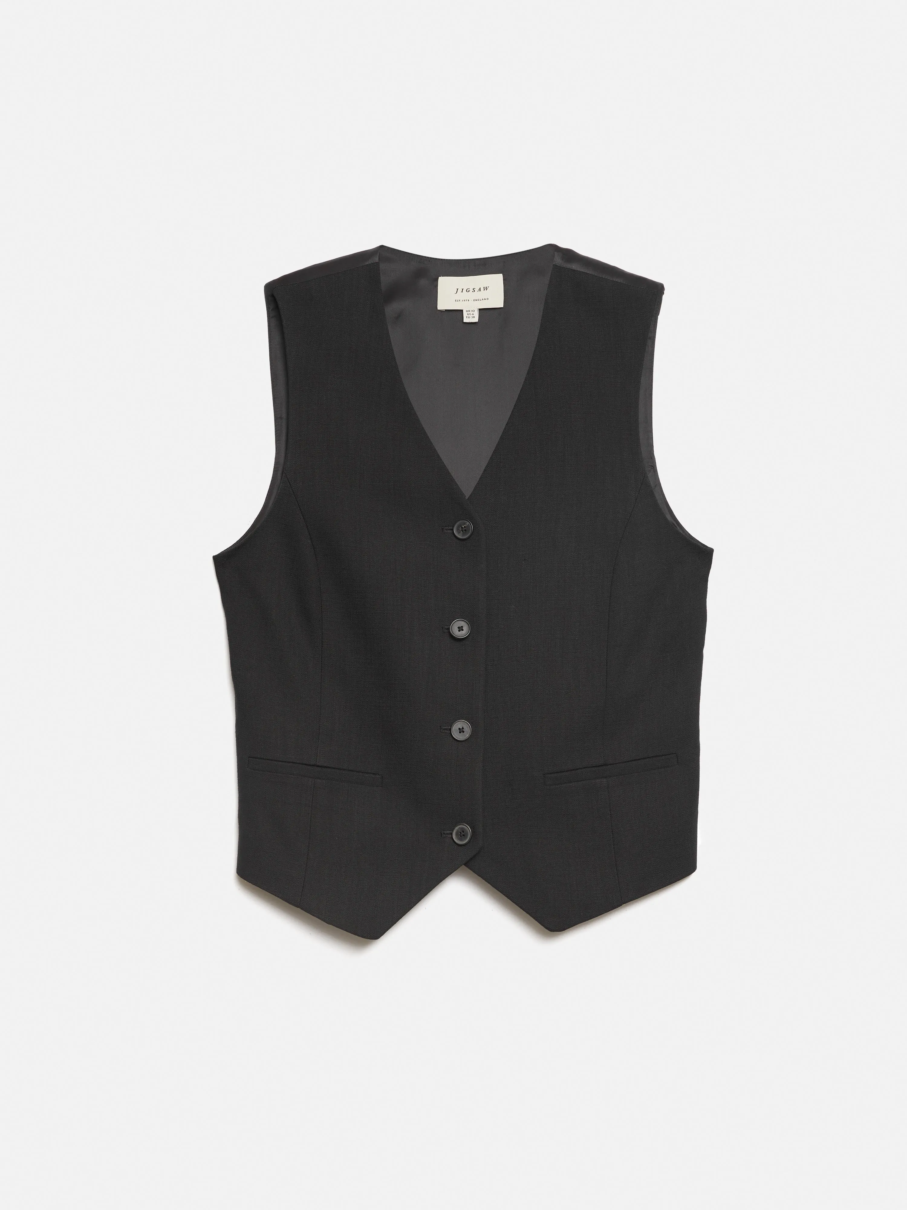 Hopsack Tailored Waistcoat | Black