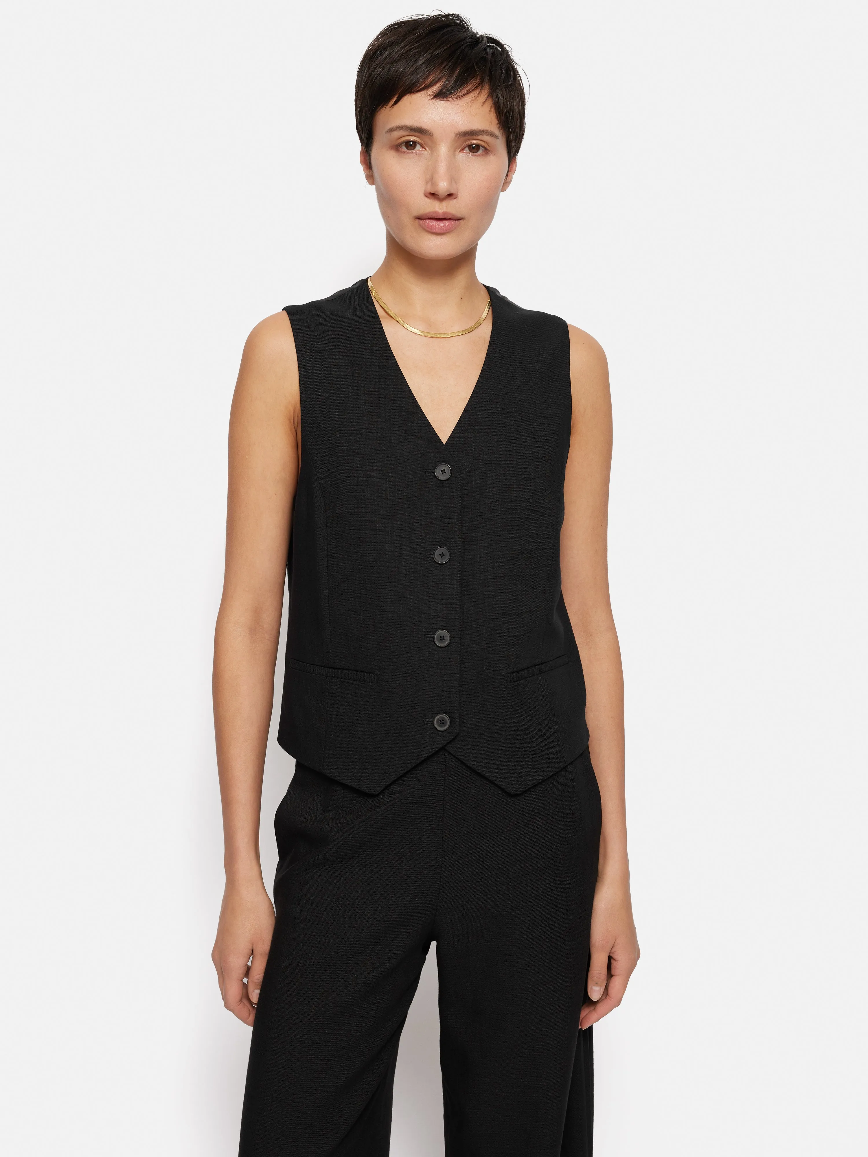 Hopsack Tailored Waistcoat | Black