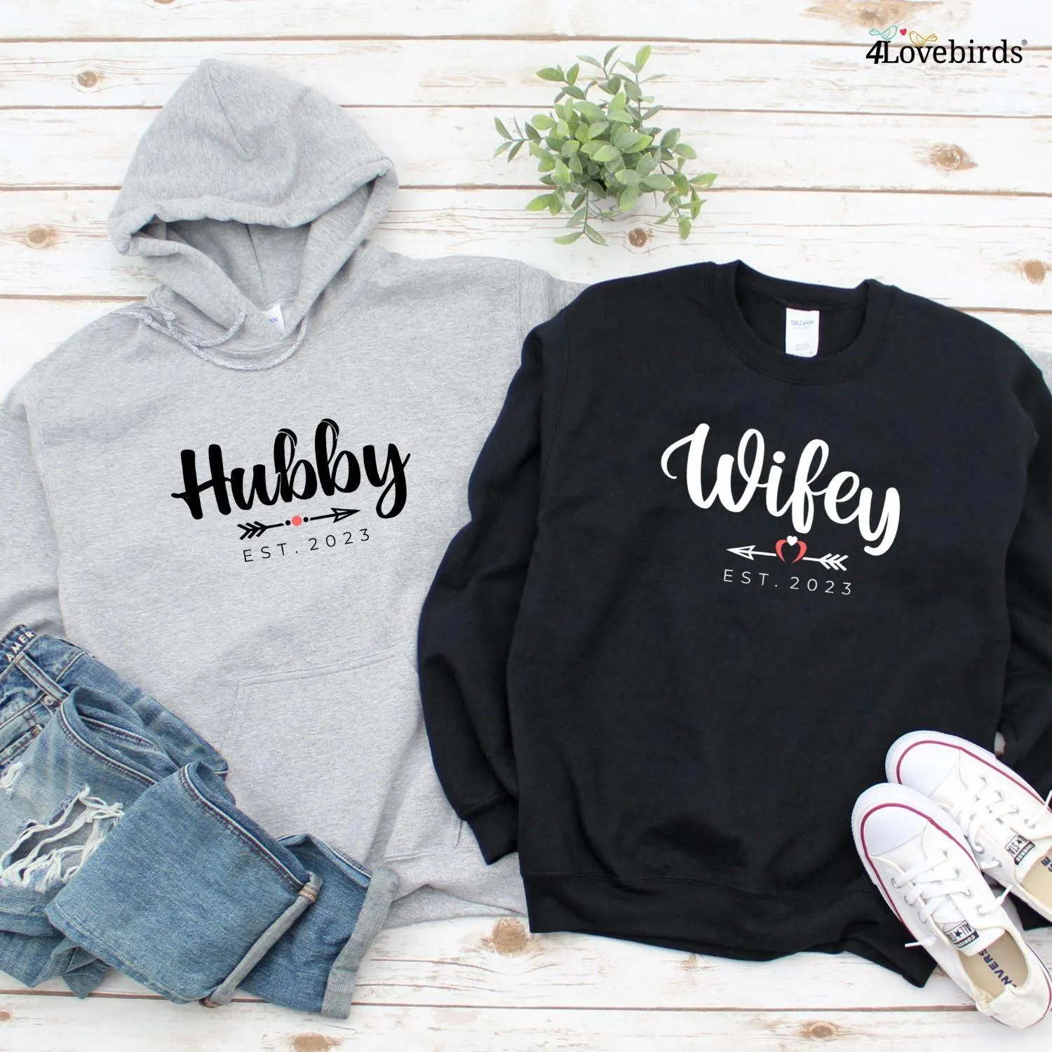 Hubby Wifey Customized Est Date Cozy Matching Outfits - Perfect for Couples