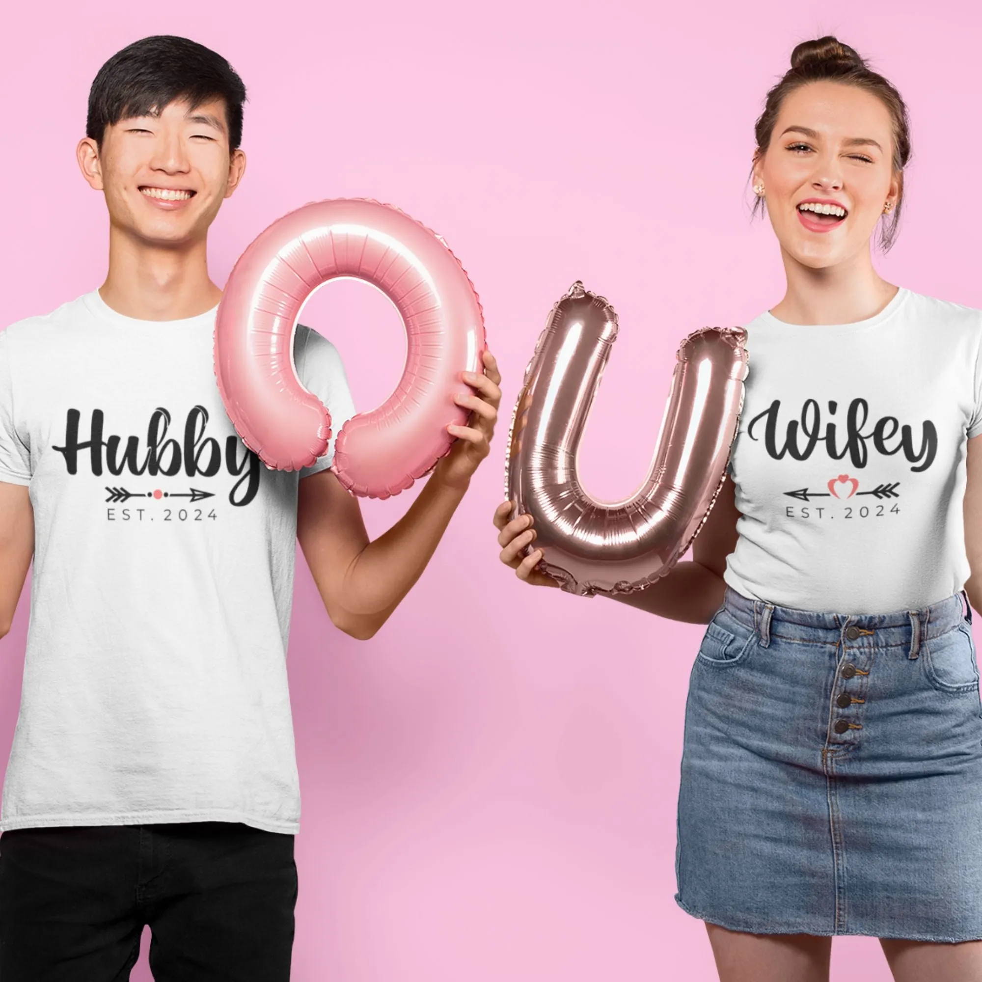 Hubby Wifey Customized Est Date Cozy Matching Outfits - Perfect for Couples