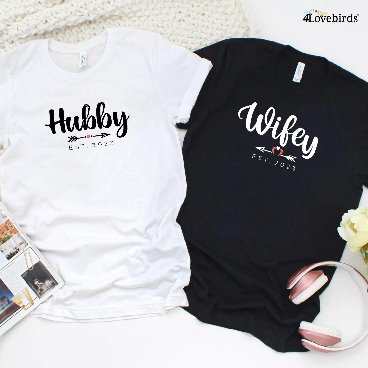 Hubby Wifey Customized Est Date Cozy Matching Outfits - Perfect for Couples