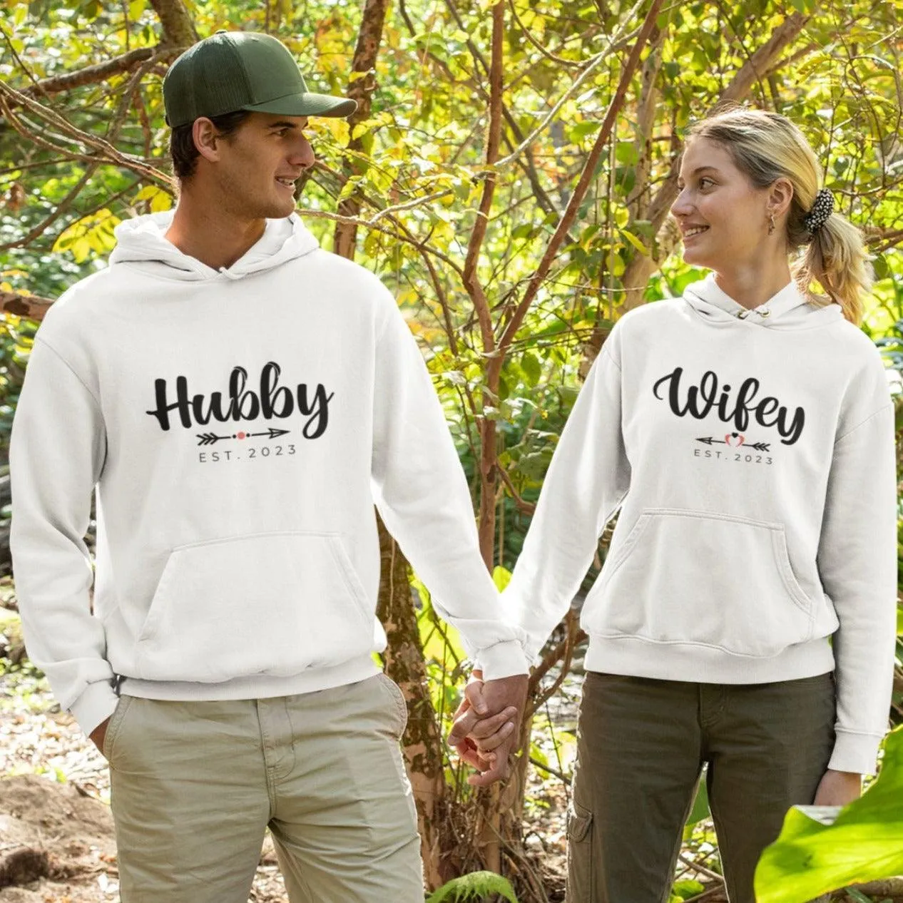 Hubby Wifey Customized Est Date Cozy Matching Outfits - Perfect for Couples