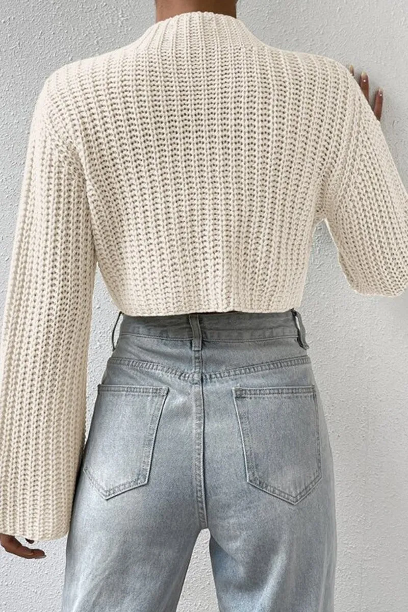 HWR1196 Cropped Bell Sleeve Sweater