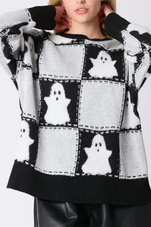 HWS1381 Spooky Ghost Knit Sweater