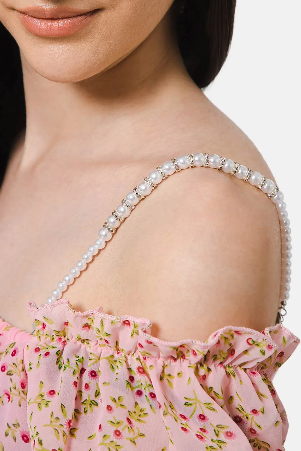 Intimacy Crystal Metal Detachable Strap with Elegant Pearls