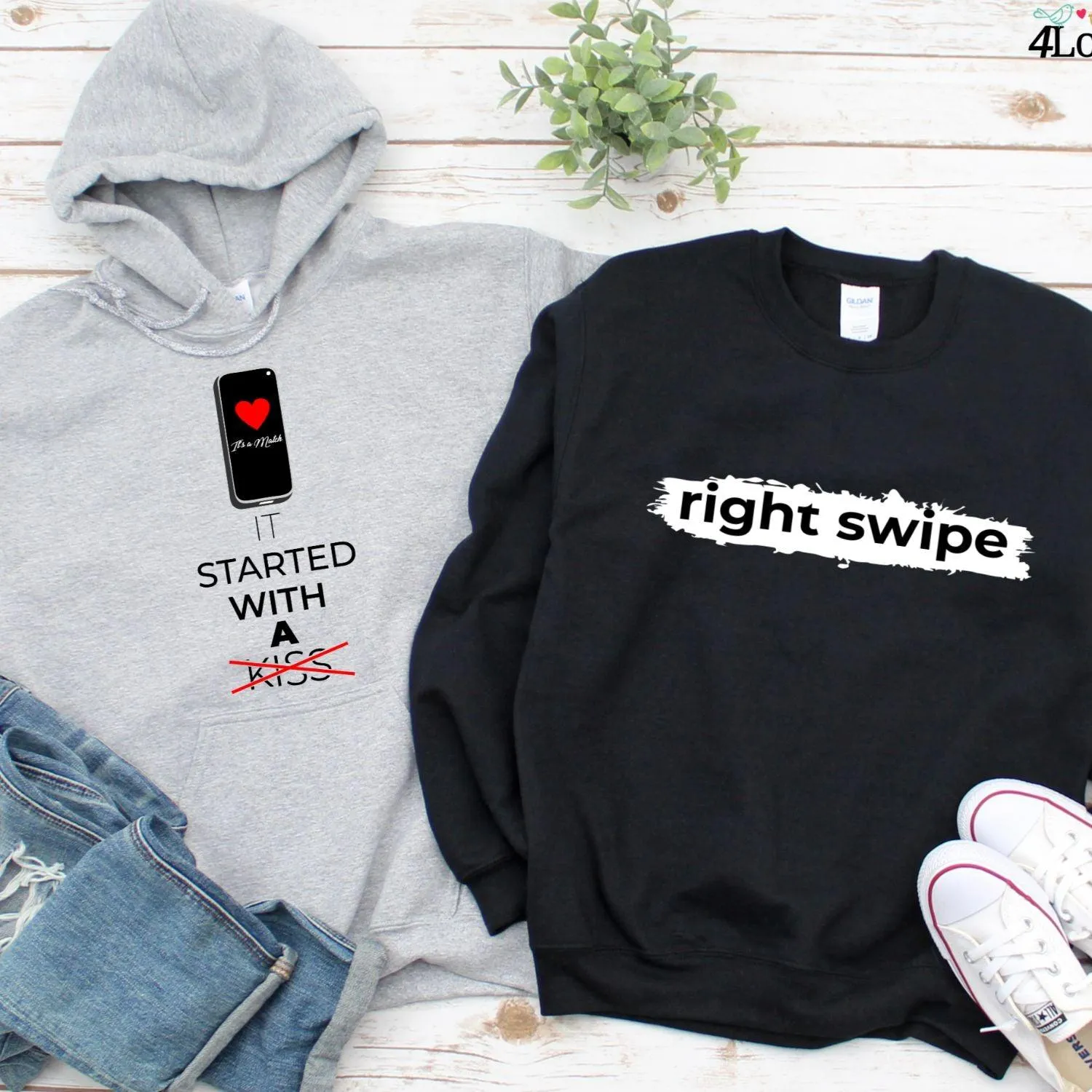 It Started With a Right Swipe: Matching Set for Couples, Valentine's Day Outfits