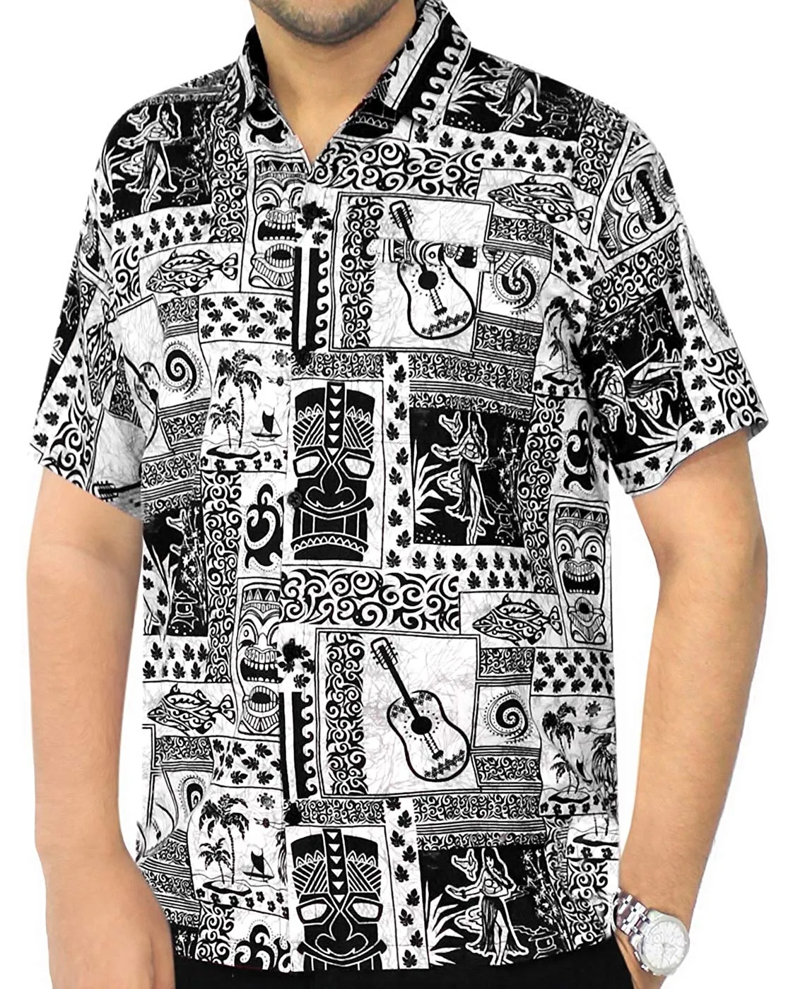 LA LEELA Shirt Casual Button Down Short Sleeve Beach Shirt Men Aloha Pocket 79